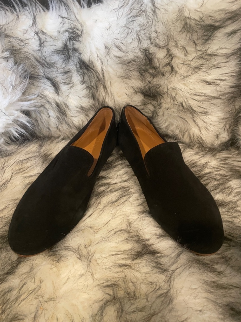 J Crew Black Suede Slip-On Loafers Sz 7 BS1